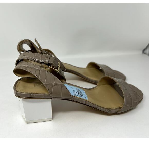 Michael Kors Womens Petra Mid Sandals Shoes Truffle Embossed Leather Size 7.5 M - Picture 3 of 7